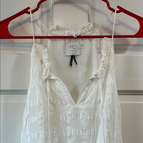 HD in Paris Anthropologie White Silk Shadow Pane V Neck Blouse Tank Top - Size 4 - Picture 7 of 12